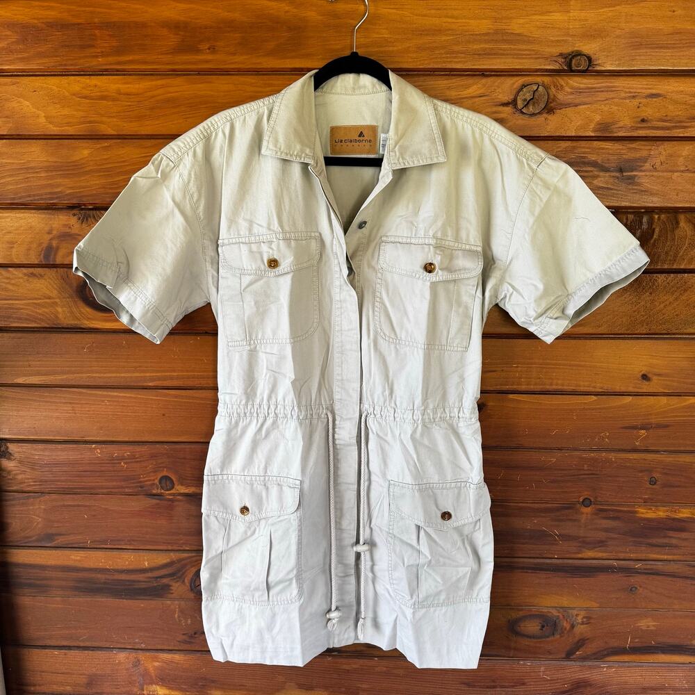VINTAGE | LIZ CLAIBORNE Saharienne Safari Cotton Dress Size 8